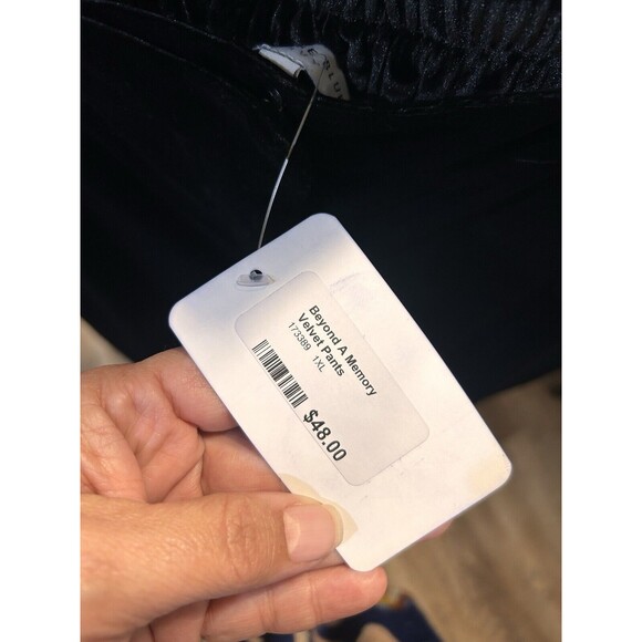 New Skies Are Blue Black Velvet Wide Leg Pants High Rise Size 1X Pockets Plus - Picture 3 of 7